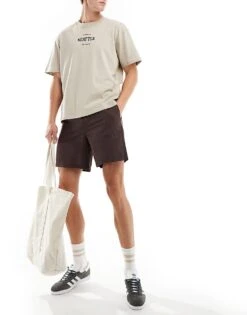 Jack & Jones Linen Mix Pull On Short In Brown For Men Seal Brown -Men Style Shop 206091547 1 sealbrown 1