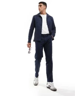 Jack & Jones Premium Linen Mix Casual Suit Jacket In Navy For Men Dark Navy -Men Style Shop 206091749 3