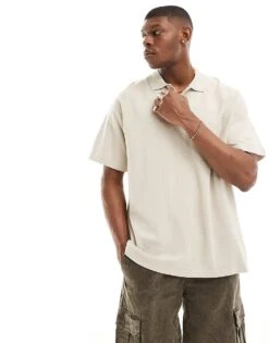 Jack & Jones Premium Oversized Polo In Beige For Men Moonbeam -Men Style Shop 206091750 1 moonbeam 1