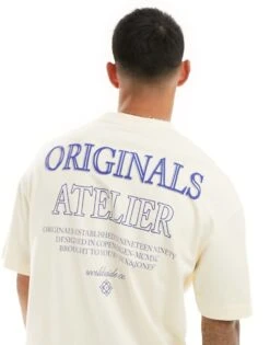 Jack & Jones Oversized T-shirt With Logo Backprint In Beige For Men Buttercream -Men Style Shop 206091812 1 buttercream 1