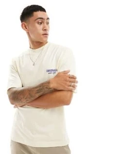 Jack & Jones Oversized T-shirt With Logo Backprint In Beige For Men Buttercream -Men Style Shop 206091812 2