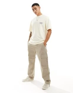 Jack & Jones Oversized T-shirt With Logo Backprint In Beige For Men Buttercream -Men Style Shop 206091812 4