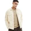 Jack & Jones Premium Twill Jacket With Utility Pockets In Beige For Men Almond Milk -Men Style Shop 206091824 1 almondmilk