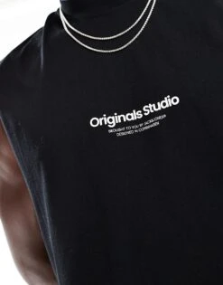 Jack & Jones Oversized Vest With Chest Logo In Black For Men -Men Style Shop 206091845 3