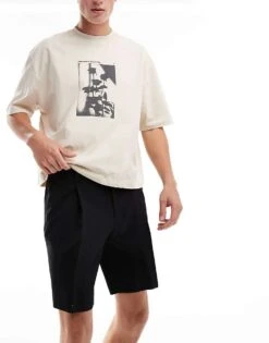 Jack & Jones Loose Fit Pleated Tailored Short In Black For Men -Men Style Shop 206092012 5