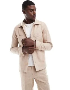 Jack & Jones Premium Linen Mix Casual Suit In Beige -Men Style Shop 206092025 1 travertine 1