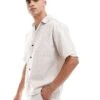 Jack & Jones Co-ord Oversized Textured Shirt With Poppers In Beige For Men Moonbeam