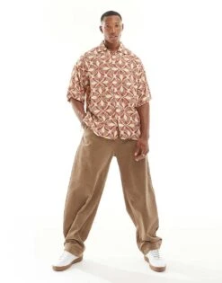 Jack & Jones Oversized Shirt In Geo Print For Men Moonbeam -Men Style Shop 206092060 5