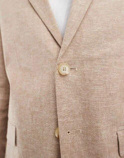 Jack & Jones Premium Linen Mix Slim Fit Blazer In Beige For Men Travertine -Men Style Shop 206092078 4