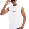 Jack & Jones Oversized Vest With Chest Logo In White For Men Bright White