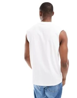 Jack & Jones Oversized Vest With Chest Logo In White For Men Bright White -Men Style Shop 206092092 2