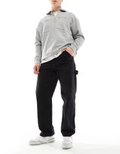 Jack & Jones Eddie Loose Fit Carpenter Jean In Washed Black For Men -Men Style Shop 206092107 1 black 1