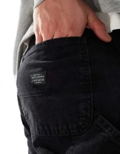 Jack & Jones Eddie Loose Fit Carpenter Jean In Washed Black For Men -Men Style Shop 206092107 3