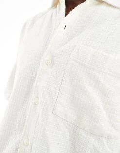 Jack & Jones Boxy Textured Heavy Weight Shirt In White For Men Cloud Dancer -Men Style Shop 206092114 3