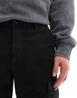 Jack & Jones Wide Fit Cargo Trouser In Black For Men -Men Style Shop 206092142 3