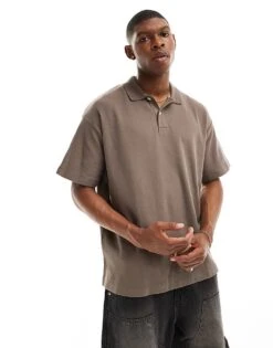 Jack & Jones Premium Oversized Polo In Brown For Men Falcon -Men Style Shop 206092184 1 falcon 1