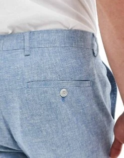 Jack & Jones Premium Linen Mix Slim Fit Trouser In Light Blue For Men Troposphere -Men Style Shop 206092191 3