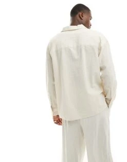 Jack & Jones Crinkle Long Sleeved Shirt In Beige For Men Moonbeam -Men Style Shop 206092244 4