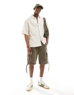 Jack & Jones Super Oversized Button Down Linen Shirt In Beige For Men Moonbeam -Men Style Shop 206092284 1 moonbeam 1