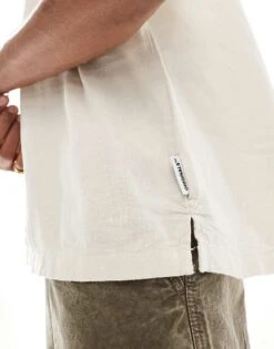 Jack & Jones Super Oversized Button Down Linen Shirt In Beige For Men Moonbeam -Men Style Shop 206092284 4