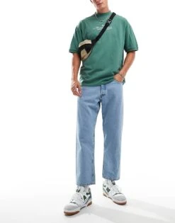 Jack & Jones Dave Wide Cropped Rigged Jean In Light Blue Wash For Men Blue Denim -Men Style Shop 206092349 1 bluedenim 1