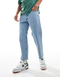 Jack & Jones Dave Wide Cropped Rigged Jean In Light Blue Wash For Men Blue Denim -Men Style Shop 206092349 5
