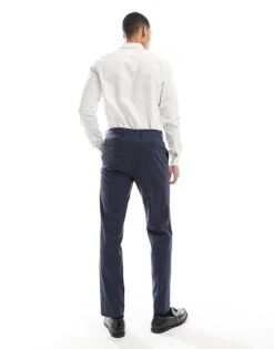 Jack & Jones Premium Linen Mix Slim Fit Trouser In Navy For Men Dark Navy -Men Style Shop 206092350 3