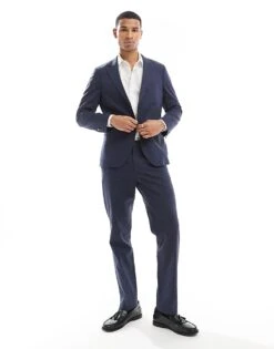 Jack & Jones Premium Linen Mix Slim Fit Trouser In Navy For Men Dark Navy -Men Style Shop 206092350 4