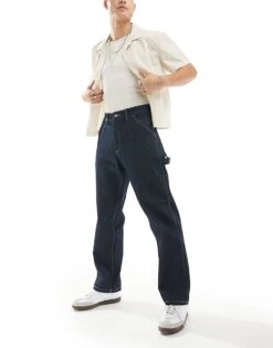 Jack & Jones Eddie Loose Fit Carpenter Jean In Dark Indigo For Men Blue Denim -Men Style Shop 206092379 2