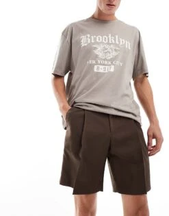 Jack & Jones Loose Fit Pleated Tailored Short In Brown For Men Chocolate Brown -Men Style Shop 206092495 1 chocolatebrown 1