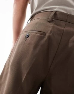 Jack & Jones Loose Fit Pleated Tailored Short In Brown For Men Chocolate Brown -Men Style Shop 206092495 3