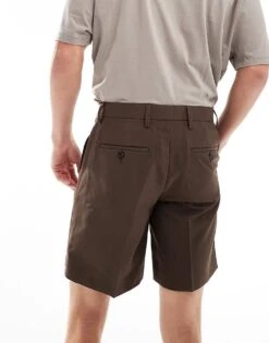 Jack & Jones Loose Fit Pleated Tailored Short In Brown For Men Chocolate Brown -Men Style Shop 206092495 4