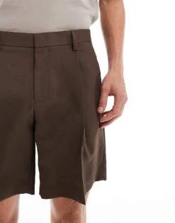 Jack & Jones Loose Fit Pleated Tailored Short In Brown For Men Chocolate Brown -Men Style Shop 206092495 5