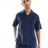Jack & Jones Premium Oversized Towelling Co-ord Shirt In Navy For Men Navy Blazer