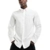 Jack & Jones Premium Poplin Long Sleeve Shirt In White For Men Bright White