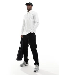 Jack & Jones Premium Poplin Long Sleeve Shirt In White For Men Bright White -Men Style Shop 206092536 2