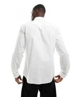 Jack & Jones Premium Poplin Long Sleeve Shirt In White For Men Bright White -Men Style Shop 206092536 4