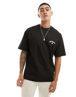 Jack & Jones Oversized T-shirt With Logo Backprint In Black For Men -Men Style Shop 206092634 3