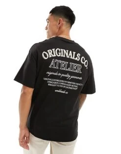 Jack & Jones Oversized T-shirt With Logo Backprint In Black For Men -Men Style Shop 206092634 4