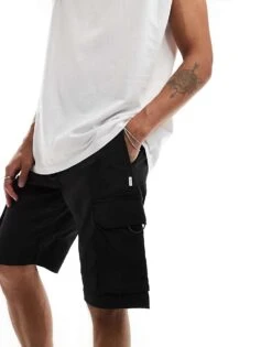 Jack & Jones Technical Cargo Short In Black For Men