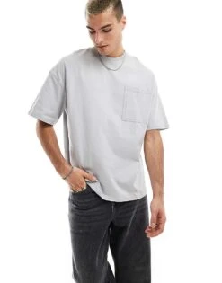 Jack & Jones Oversized T-shirt With Pocket In Light Grey For Men High-rise -Men Style Shop 206093422 1 highrise 1