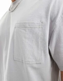 Jack & Jones Oversized T-shirt With Pocket In Light Grey For Men High-rise -Men Style Shop 206093422 2