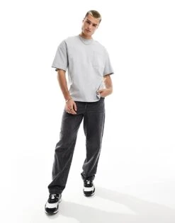 Jack & Jones Oversized T-shirt With Pocket In Light Grey For Men High-rise -Men Style Shop 206093422 4