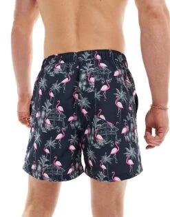 Jack & Jones Swim Shorts With Flamingo Print In Navy For Men Navy Blazer -Men Style Shop 206093440 3