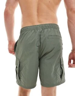 Jack & Jones Cargo Swim Short In Khaki For Men Agave Green -Men Style Shop 206093513 4