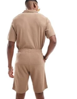 Jack & Jones Co-ord Plisse Short In Brown For Men Tigers Eye -Men Style Shop 206093570 3