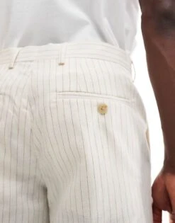 Jack & Jones Premium Linen Mix Casual Suit Trouser In Ecru Stripe For Men Cloud Dancer -Men Style Shop 206093816 5