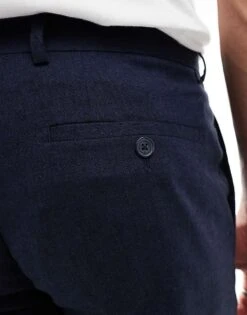 Jack & Jones Premium Linen Mix Casual Suit Trouser In Navy For Men Dark Navy -Men Style Shop 206093897 3