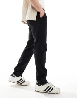 Jack & Jones Linen Mix Chino In Black For Men -Men Style Shop 206093924 4