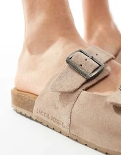 Jack & Jones Suede Double Strap Sandals In Beige For Men Plaza Taupe -Men Style Shop 206094003 4